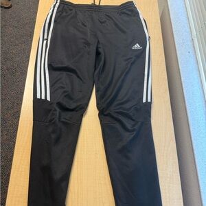 Adidas Kids Black Joggers with White Stripes
